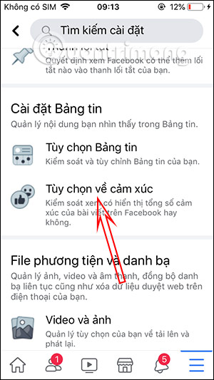 Tùy chọn cảm xúc Facebook