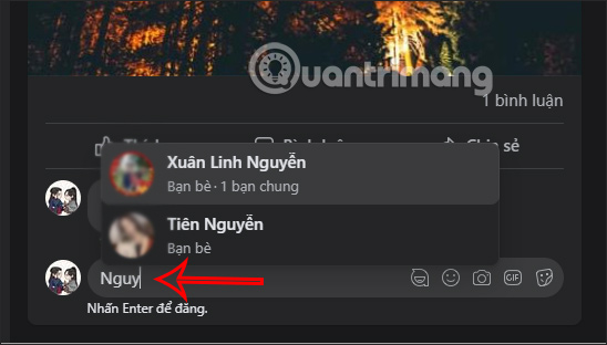 Gõ tên cần tag