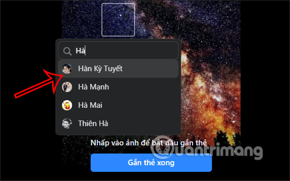 Nhập tên gắn thẻ vào ảnh