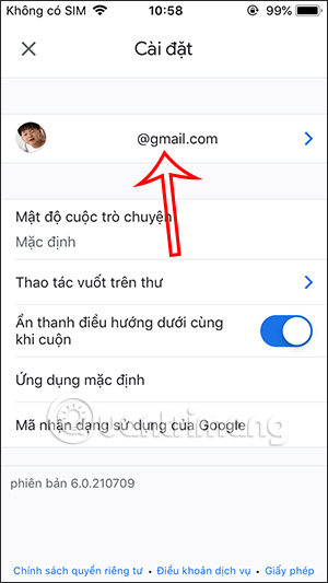 Chọn địa chỉ email