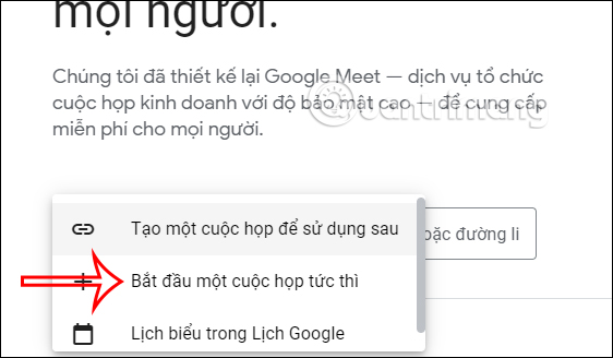 Tại lớp học Google Meet PC
