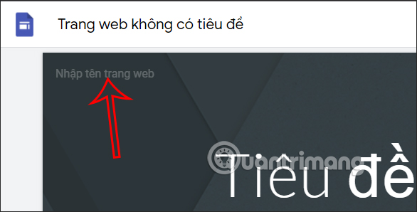 Nhập tên trang web trong Google Sites
