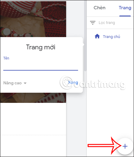 Thêm trang mới trong Google Sites