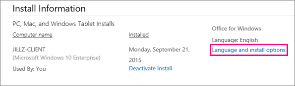  chọn liên kết Language and install options