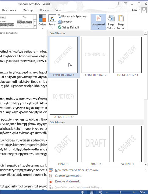 Cách chèn chữ, logo chìm vào Microsoft Word 2013