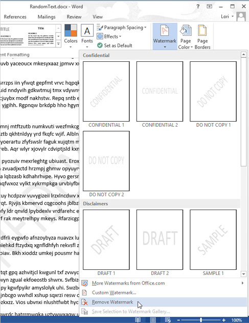 Cách chèn chữ, logo chìm vào Microsoft Word 2013