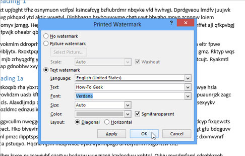 Cách chèn chữ, logo chìm vào Microsoft Word 2013