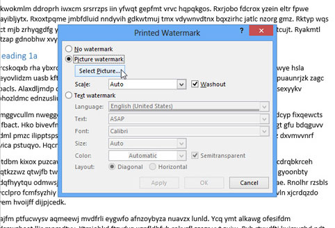 Cách chèn chữ, logo chìm vào Microsoft Word 2013