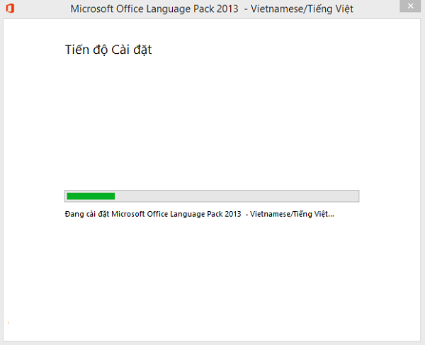 Chạy bộ cài đặt ngôn ngữ Tiếng Việt Office 2013