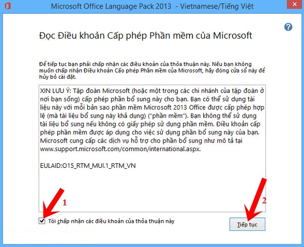 Điều khoản cài đặt bộ ngôn ngữ