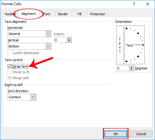 Ngắt dòng văn bản trong 1 ô Excel