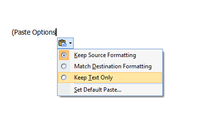 Hộp thoại Paste Options trên Word