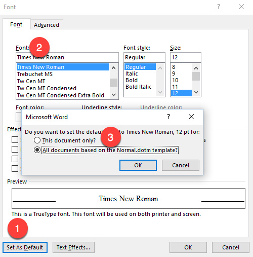 Thay đổi font chữ mặc định trên Word
