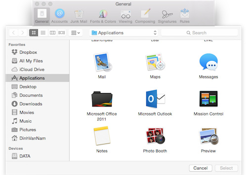 Đặt Outlook làm email mặc định cho máy tính Mac