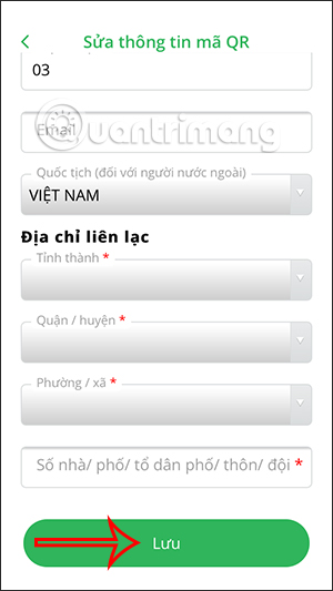 Lưu thông tin cá nhân trên PC-Covid