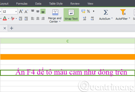 Thực hiện lại lệnh vừa làm trên Excel
