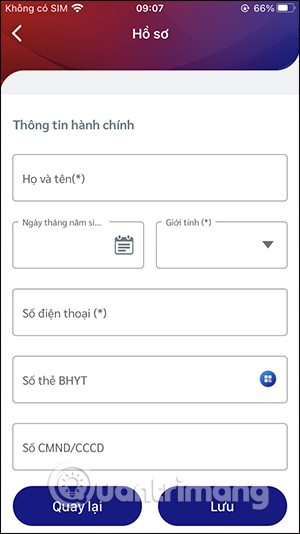 Điền thông tin
