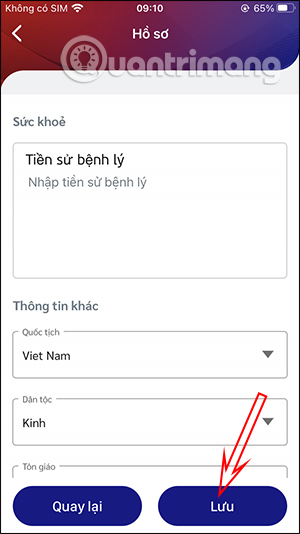 Lưu thông tin người thân