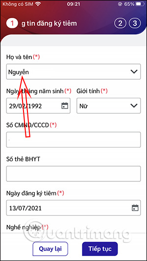 Hiện danh sách người thân