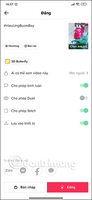 Đăng video TikTok