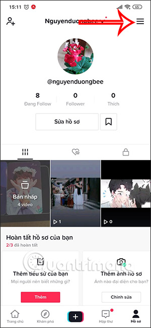 Tùy chọn Tiktok