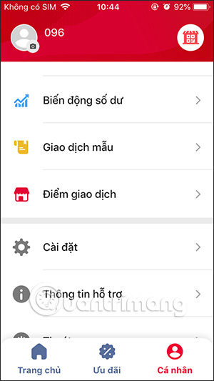 Giao diện Cá nhân