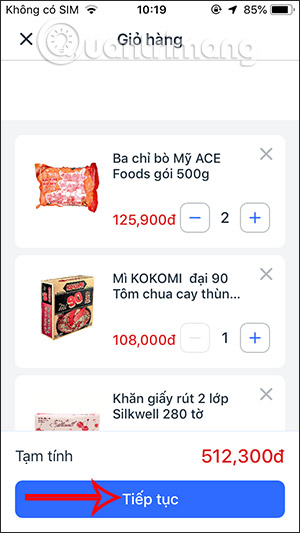 Số tiền cần thanh toán