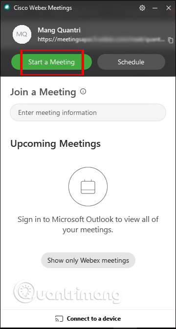 Giao diện Webex Meet trên PC