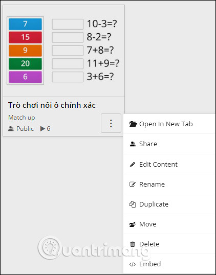 Trò chơi đã tạo