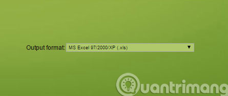 Chọn định dạng XLS trong ô Output format