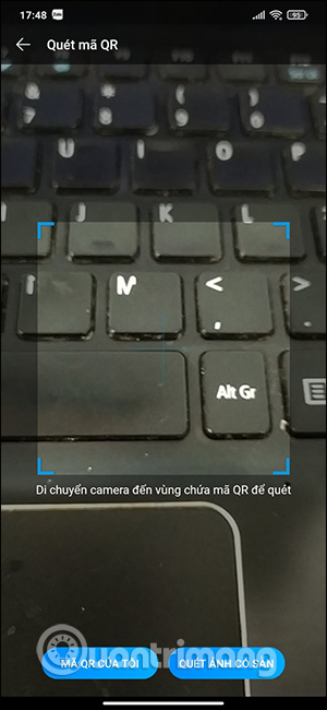 Giao diện quét mã QR