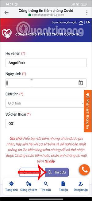 Thông tin tiêm chủng 