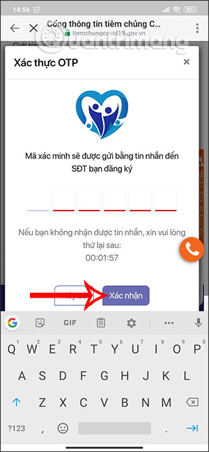 Nhập mã OTP