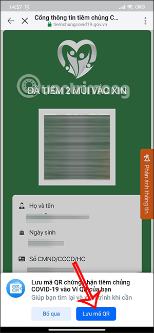 Mã QR tiêm vắc xin