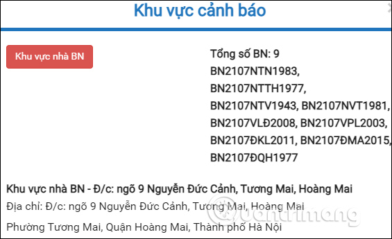 Thông tin ca bệnh