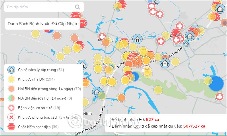 Giao diện bản đồ 