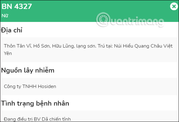 Thông tin bệnh nhân 