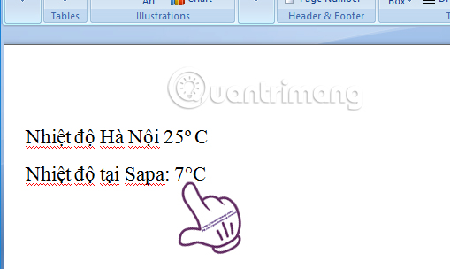Chèn độ C trong Word, Excel?