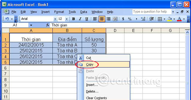 Hoán chuyển dòng thành cột trong Excel