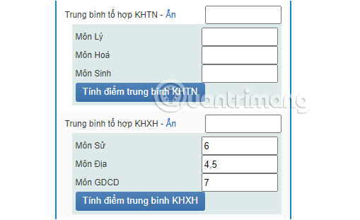 Nhập điểm thi 