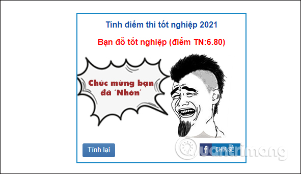 Thông báo đỗ tốt nghiệp
