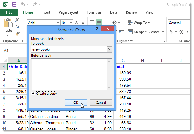 Đánh tích mục Create a copy lần nữa