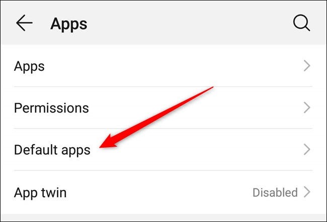 Nhấn vào “Default Apps” 