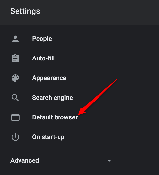 Nhấp vào mục “Default Browser”