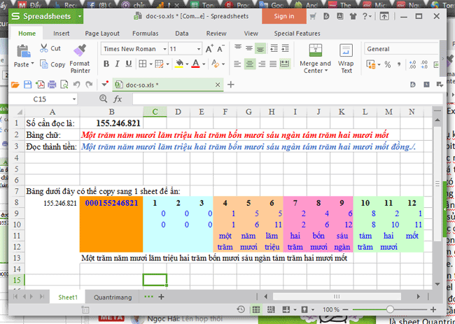 Giao diện của file Excel khi mở