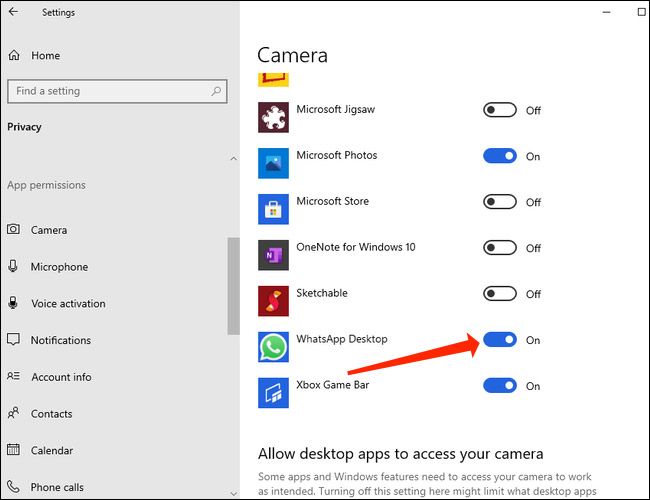 Điều hướng tới Settings > Privacy > Camera