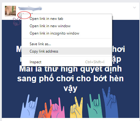 Lấy link status Facebook