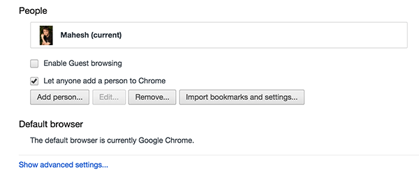 chọn Show advanced settings