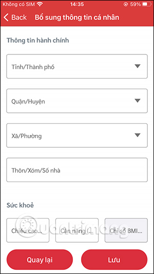 Cập nhật thông tin