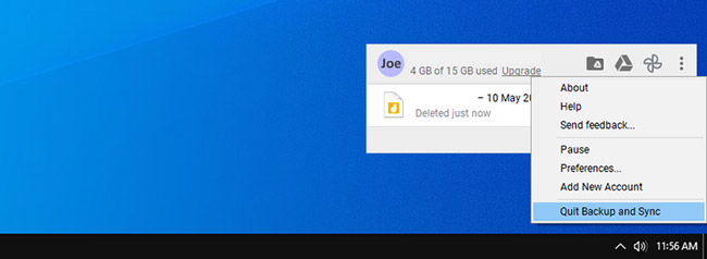 Khởi động lại Google Drive